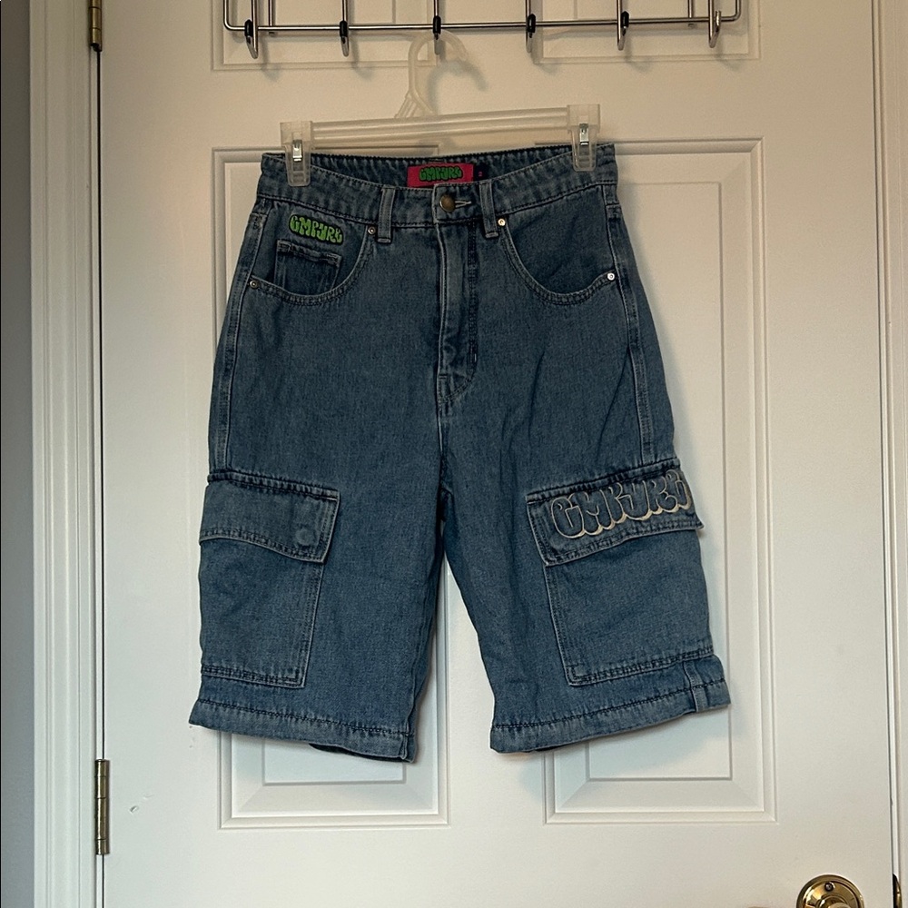 Empyre blue denim cargo shorts.